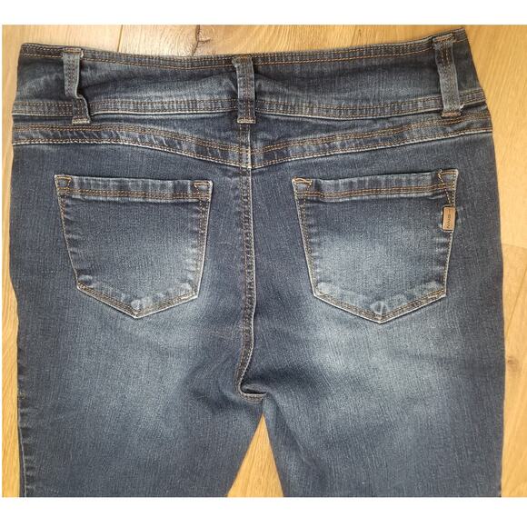 1822 Dark DENIM Jeans Women’s Size 12 Raw Hem Stretch 5 Pockets Skinny Ankle - Picture 5 of 10